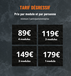 tarif dégressif - grille des prix déclinés selon les formules